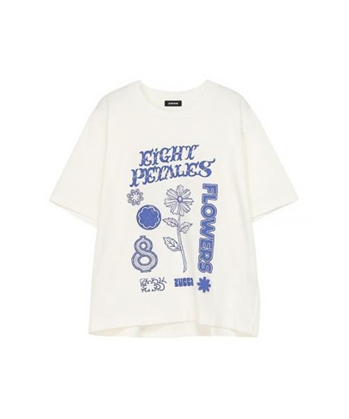 ZUCCa(ズッカ)の「(S)FLOWER MAGAZINE T(Tシャツ/カットソー・レディース・カーキ/ホワイト/ダークグレー・X-LARGE/M size)」の1枚目の写真