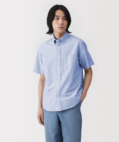 無印良品(ムジルシリョウヒン)の「紳士 洗いざらしオックスボタンダウン半袖シャツ(シャツ/ブラウス・メンズ・ネイビー/ホワイト/サックスブルー・S/M/L/XL)」の3枚目の写真