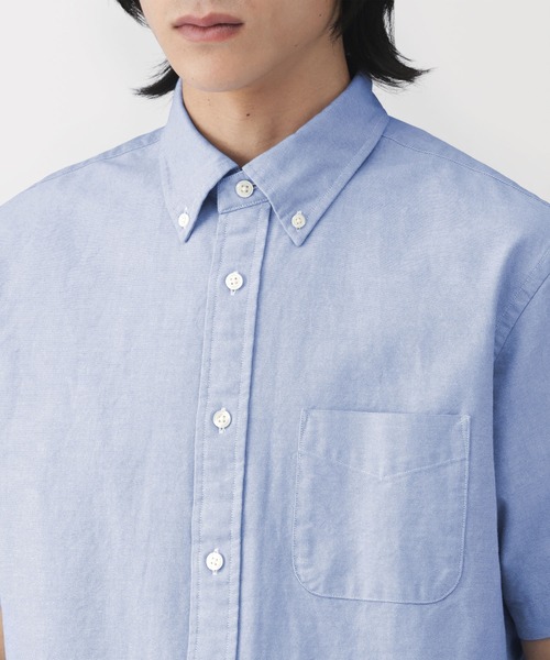無印良品(ムジルシリョウヒン)の「紳士 洗いざらしオックスボタンダウン半袖シャツ(シャツ/ブラウス・メンズ・ネイビー/ホワイト/サックスブルー・S/M/L/XL)」の20枚目の写真