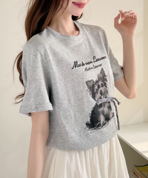 Ada.(エイダ)の「ヴィンテージライク ドッグ グラフィック Tシャツ(Tシャツ/カットソー・レディース・ホワイト/ネイビー/グレー・FREE)」の14枚目の写真