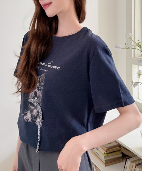 Ada.(エイダ)の「ヴィンテージライク ドッグ グラフィック Tシャツ(Tシャツ/カットソー・レディース・ホワイト/ネイビー/グレー・FREE)」の20枚目の写真