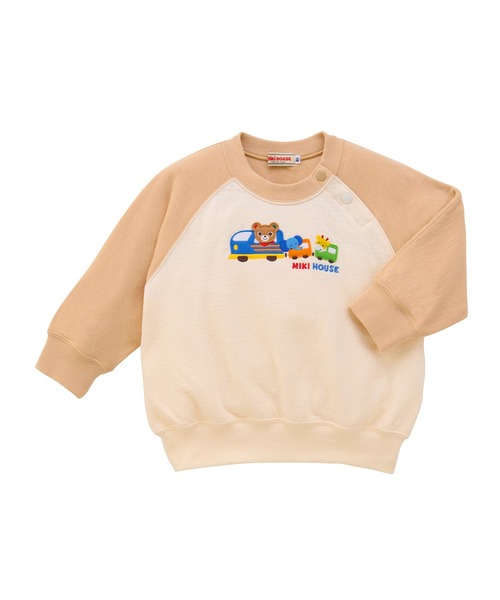 MIKI HOUSE(ミキハウス)の「プッチーのラグランスリーブトレーナー(スウェット・キッズ・アイボリー/レッド系その他・130cm/120cm/110cm/100cm/90cm/80cm)」の1枚目の写真