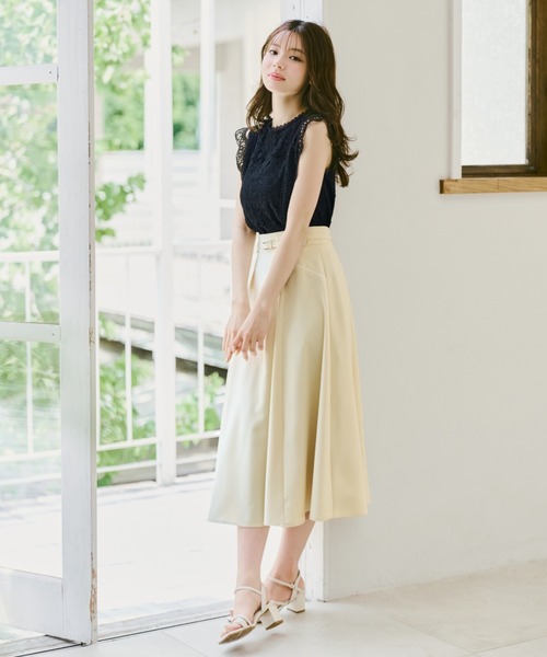 MISCH MASCH(ミッシュマッシュ)の「2026春夏新作 配色ラインフレアスカート(スカート・レディース・アイボリー/ネイビー/イエロー/ライトブルー・S/M)」の4枚目の写真