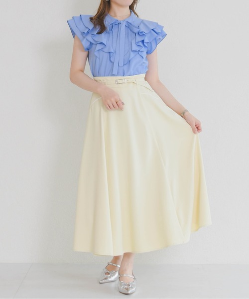 MISCH MASCH(ミッシュマッシュ)の「2026春夏新作 配色ラインフレアスカート(スカート・レディース・アイボリー/ネイビー/イエロー/ライトブルー・S/M)」の8枚目の写真