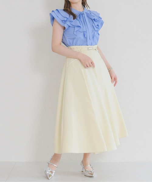 MISCH MASCH(ミッシュマッシュ)の「2026春夏新作 配色ラインフレアスカート(スカート・レディース・アイボリー/ネイビー/イエロー/ライトブルー・S/M)」の9枚目の写真
