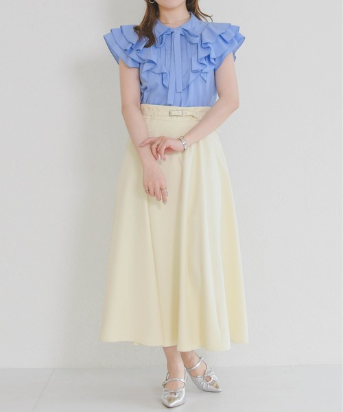 MISCH MASCH(ミッシュマッシュ)の「2026春夏新作 配色ラインフレアスカート(スカート・レディース・アイボリー/ネイビー/イエロー/ライトブルー・S/M)」の11枚目の写真