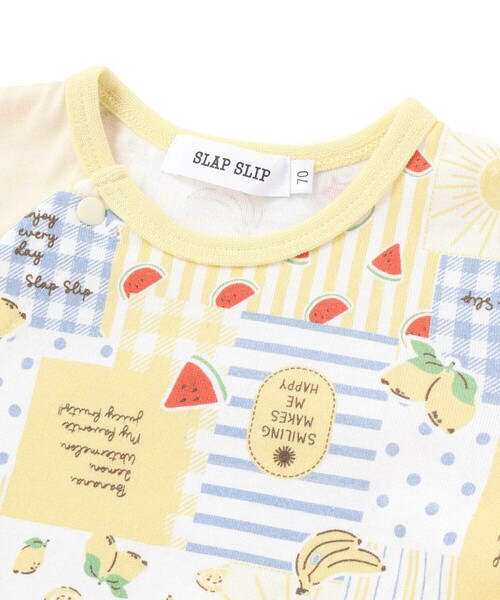 SLAP SLIP BABY(スラップスリップベビー)の「【お揃い】総柄プリント配色天竺カバーオールベビー(60~80cm)(ロンパース・キッズ・ブルー系その他/イエロー系その他/グリーン系その他・60cm/70cm/80cm)」の8枚目の写真