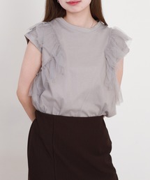 EGLANTINE チュール重ねフレンチカットソー