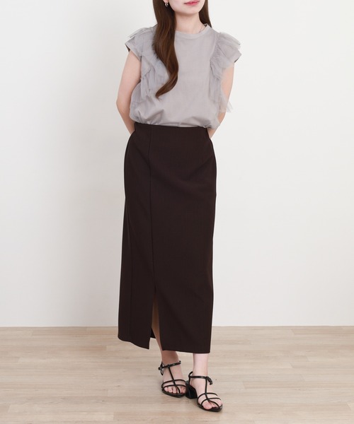 EGLANTINE(エグランティーヌ)の「EGLANTINE チュール重ねフレンチカットソー(Tシャツ/カットソー・レディース・ブラック/オフホワイト/グレー・38)」の22枚目の写真