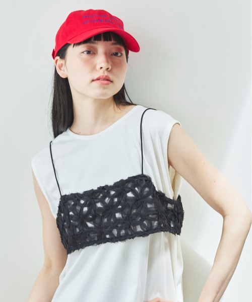 PILIT(ピリット)の「チュールフラワービスチェ(シャツ/ブラウス・レディース・ブラック/アイボリー・MEDIUM)」の1枚目の写真