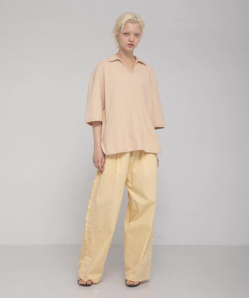 LAATO(ラート)の「open collared tee(Tシャツ/カットソー・レディース・ライトブルー/アイボリー/ライトカーキ・FREE)」の19枚目の写真