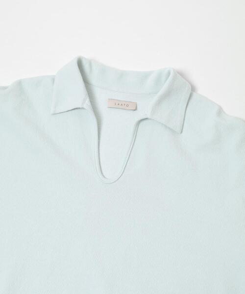 LAATO(ラート)の「open collared tee(Tシャツ/カットソー・レディース・ライトブルー/アイボリー/ライトカーキ・FREE)」の14枚目の写真
