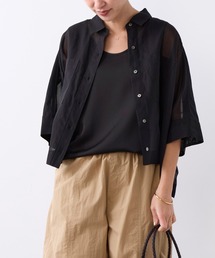 STUDIOUS/ステュディオス】Matte Sheer Over Shirt/ステッチシアー