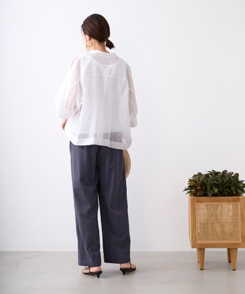 MICA&DEAL(マイカ&ディール)の「シアーショートテントシャツ(シャツ/ブラウス・レディース・サックスブルー/ダークネイビー/ブラウン/ホワイト・FREE)」の13枚目の写真