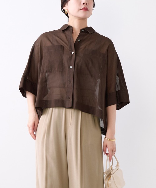 MICA&DEAL(マイカ&ディール)の「シアーショートテントシャツ(シャツ/ブラウス・レディース・サックスブルー/ダークネイビー/ブラウン/ホワイト・FREE)」の14枚目の写真