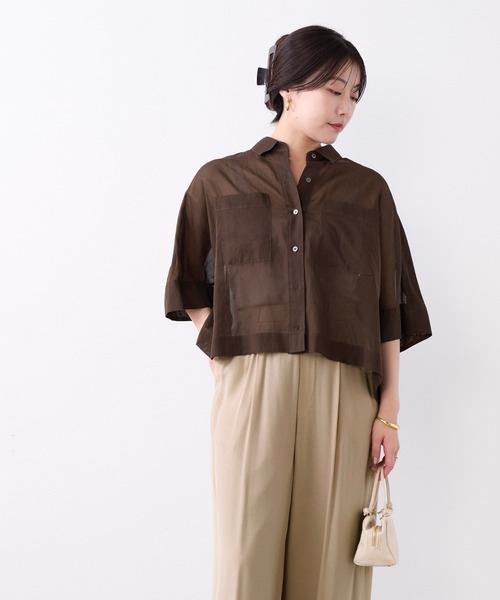 MICA&DEAL(マイカ&ディール)の「シアーショートテントシャツ(シャツ/ブラウス・レディース・サックスブルー/ダークネイビー/ブラウン/ホワイト・FREE)」の15枚目の写真