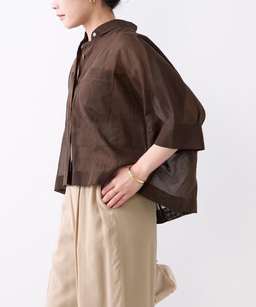 MICA&DEAL(マイカ&ディール)の「シアーショートテントシャツ(シャツ/ブラウス・レディース・サックスブルー/ダークネイビー/ブラウン/ホワイト・FREE)」の16枚目の写真