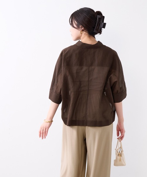 MICA&DEAL(マイカ&ディール)の「シアーショートテントシャツ(シャツ/ブラウス・レディース・サックスブルー/ダークネイビー/ブラウン/ホワイト・FREE)」の17枚目の写真