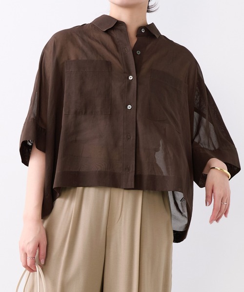 MICA&DEAL(マイカ&ディール)の「シアーショートテントシャツ(シャツ/ブラウス・レディース・サックスブルー/ダークネイビー/ブラウン/ホワイト・FREE)」の18枚目の写真
