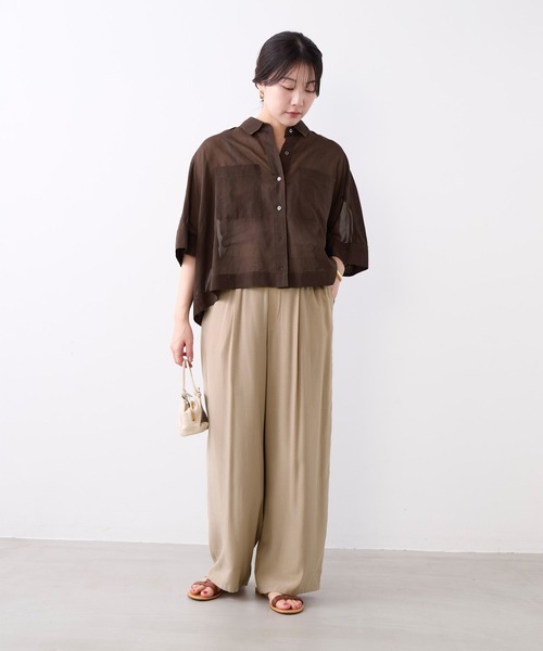 MICA&DEAL(マイカ&ディール)の「シアーショートテントシャツ(シャツ/ブラウス・レディース・サックスブルー/ダークネイビー/ブラウン/ホワイト・FREE)」の20枚目の写真