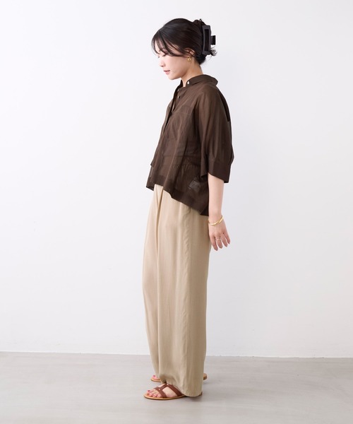 MICA&DEAL(マイカ&ディール)の「シアーショートテントシャツ(シャツ/ブラウス・レディース・サックスブルー/ダークネイビー/ブラウン/ホワイト・FREE)」の21枚目の写真