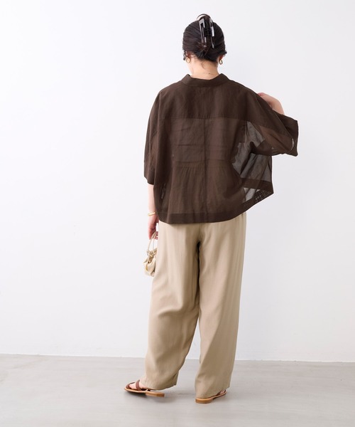 MICA&DEAL(マイカ&ディール)の「シアーショートテントシャツ(シャツ/ブラウス・レディース・サックスブルー/ダークネイビー/ブラウン/ホワイト・FREE)」の22枚目の写真