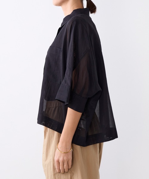 MICA&DEAL(マイカ&ディール)の「シアーショートテントシャツ(シャツ/ブラウス・レディース・サックスブルー/ダークネイビー/ブラウン/ホワイト・FREE)」の6枚目の写真