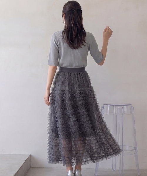 DRESS PLUS(ドレスプラス)の「フリルスカート ロングスカート 可愛い(スカート・レディース・ピンク/ブラック/グレー/オフホワイト・M)」の18枚目の写真