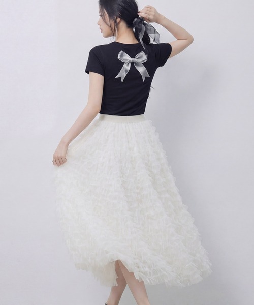 DRESS PLUS(ドレスプラス)の「フリルスカート ロングスカート 可愛い(スカート・レディース・ピンク/ブラック/グレー/オフホワイト・M)」の21枚目の写真