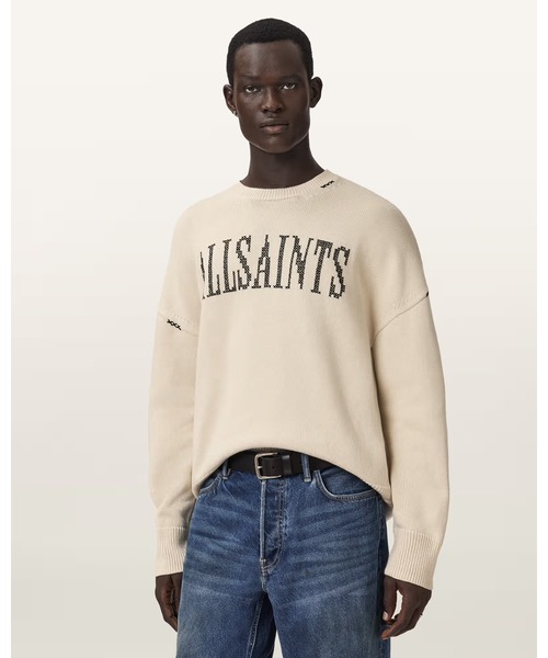 ALLSAINTS(オールセインツ)の「CROSSED OVERSIZED CREW NECK EMBROIDERED JUMPER | CROSSED オーバーサイズ クルー ネック エンベリッシュド ニット・セーター(ニット/セーター・メンズ・ホワイト系その他・S/M/XS/L)」の4枚目の写真