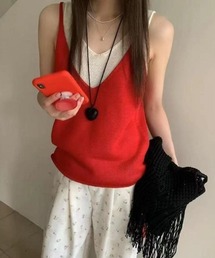 Vネックメッシュニットベスト