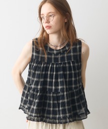 Crisp | back ribbon check gather blouse / バックリボンチェックギャザーブラウス(シャツ/ブラウス)