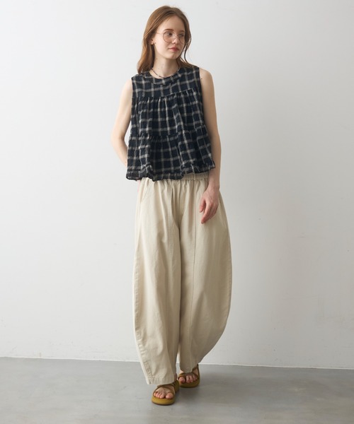 Crisp(クリスプ)の「back ribbon check gather blouse / バックリボンチェックギャザーブラウス(シャツ/ブラウス・レディース・アイボリー/ブラック・FREE)」の9枚目の写真
