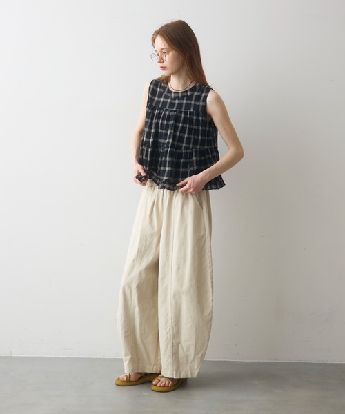 Crisp(クリスプ)の「back ribbon check gather blouse / バックリボンチェックギャザーブラウス(シャツ/ブラウス・レディース・アイボリー/ブラック・FREE)」の10枚目の写真