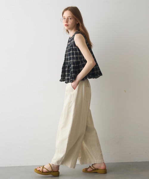 Crisp(クリスプ)の「back ribbon check gather blouse / バックリボンチェックギャザーブラウス(シャツ/ブラウス・レディース・アイボリー/ブラック・FREE)」の11枚目の写真