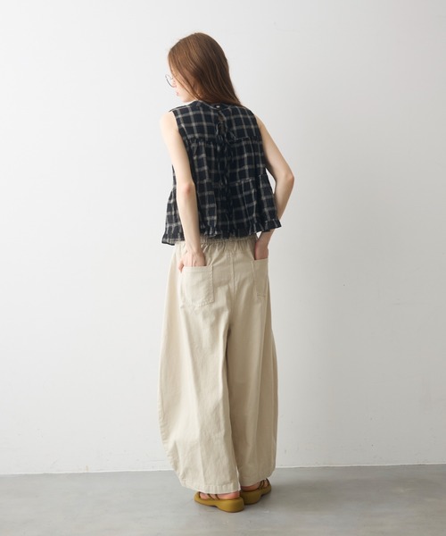 Crisp(クリスプ)の「back ribbon check gather blouse / バックリボンチェックギャザーブラウス(シャツ/ブラウス・レディース・アイボリー/ブラック・FREE)」の12枚目の写真