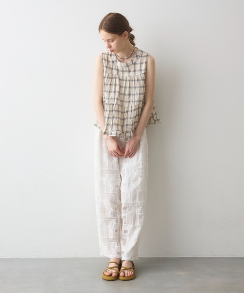 Crisp(クリスプ)の「back ribbon check gather blouse / バックリボンチェックギャザーブラウス(シャツ/ブラウス・レディース・アイボリー/ブラック・FREE)」の21枚目の写真