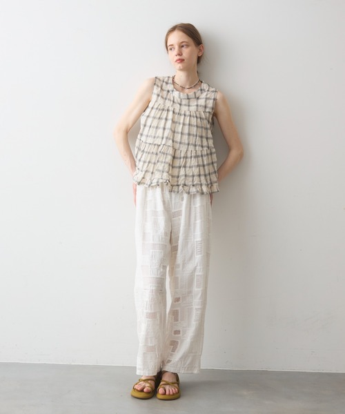 Crisp(クリスプ)の「back ribbon check gather blouse / バックリボンチェックギャザーブラウス(シャツ/ブラウス・レディース・アイボリー/ブラック・FREE)」の20枚目の写真