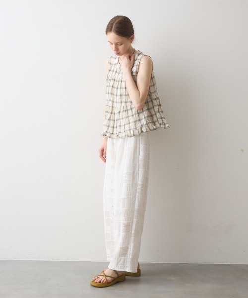 Crisp(クリスプ)の「back ribbon check gather blouse / バックリボンチェックギャザーブラウス(シャツ/ブラウス・レディース・アイボリー/ブラック・FREE)」の22枚目の写真