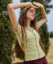 リバーシブルラインTシャツ DEVI-T0155-オリーブ