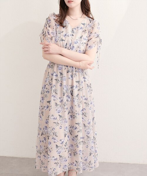 natural couture(ナチュラルクチュール)の「ドロストデザインフレアワンピース(ワンピース・レディース・その他4/その他1/その他2/その他3/ネイビー/ピンク・FREE)」の2枚目の写真