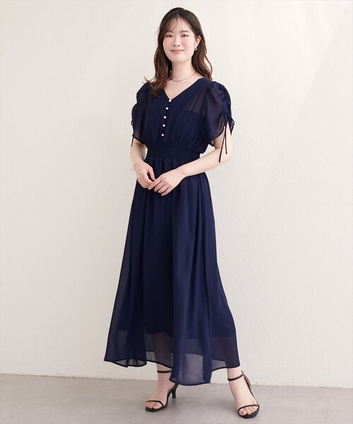 natural couture(ナチュラルクチュール)の「ドロストデザインフレアワンピース(ワンピース・レディース・その他4/その他1/その他2/その他3/ネイビー/ピンク・FREE)」の3枚目の写真
