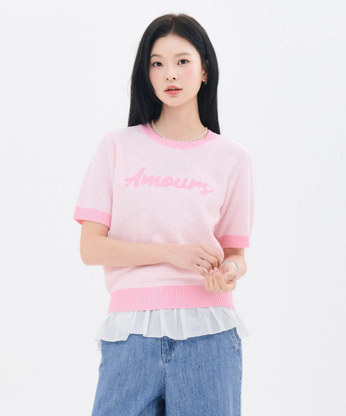CHASECULT（チェイスカルト）の「レディース刺繍ポイント半袖サマー ニット-FBRG5674D0P（ニット/セーター・レディース・ピンク・85/90）」の2枚目の写真