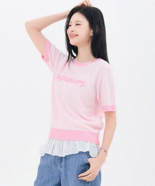 CHASECULT（チェイスカルト）の「レディース刺繍ポイント半袖サマー ニット-FBRG5674D0P（ニット/セーター・レディース・ピンク・85/90）」の3枚目の写真