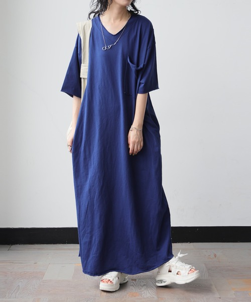 antiqua(アンティカ)の「ロング Vネック ワンピース(ワンピース・レディース・パープル系その他/レッド系その他/ダークグレー/ブルー/ブラック・TL/REGULER)」の20枚目の写真
