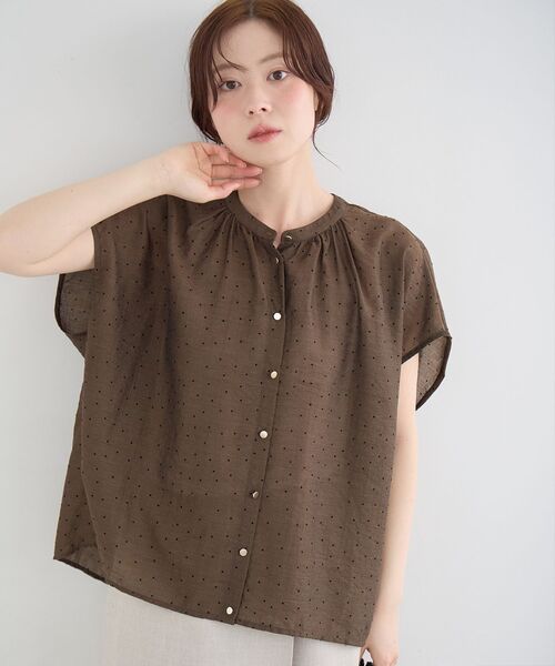 le.coeur blanc（ルクールブラン）の「【手洗い可】ドットギャザー2WAYブラウス（シャツ/ブラウス・レディース・ブラウン/ベージュ/ブラック・38）」の5枚目の写真