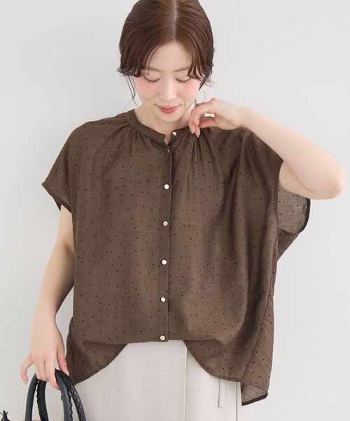le.coeur blanc（ルクールブラン）の「【手洗い可】ドットギャザー2WAYブラウス（シャツ/ブラウス・レディース・ブラウン/ベージュ/ブラック・38）」の7枚目の写真