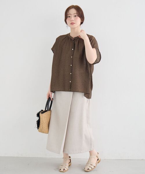 le.coeur blanc（ルクールブラン）の「【手洗い可】ドットギャザー2WAYブラウス（シャツ/ブラウス・レディース・ブラウン/ベージュ/ブラック・38）」の8枚目の写真