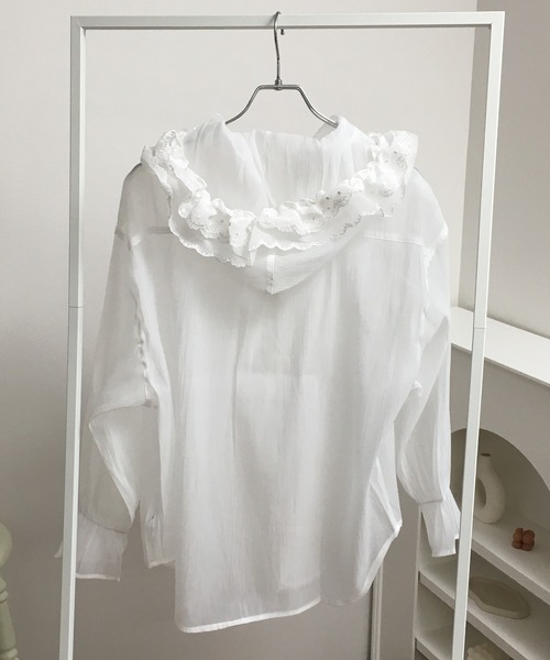atONE(アットワン)の「オーガン刺繍フリルフードシャツ 長袖(シャツ/ブラウス・レディース・ブラック/オフホワイト・F)」の20枚目の写真
