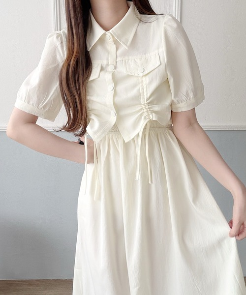 Nana(ナナ)の「ドローストリングシャツ×キャミワンピースセット(セットアップ・レディース・ベージュ/ブラック・FREE)」の14枚目の写真